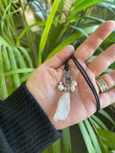 Load image into Gallery viewer, . Quartz Crystal Charm Necklace with a cluster of White Pearls birthday gift, gift for her
