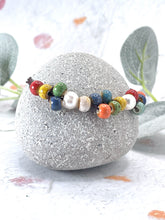 Load image into Gallery viewer, Autumnal Fall Colour, Ceramic Glazed Bead  and Pearl Bracelet, Magical, Whimsical and beautifully simple
