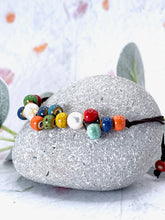 Load image into Gallery viewer, Autumnal Fall Colour, Ceramic Glazed Bead  and Pearl Bracelet, Magical, Whimsical and beautifully simple

