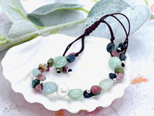 Load image into Gallery viewer, Minty Green Opal, Tourmaline, Pearl and Sterling silver Bracelet.
