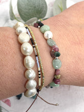 Load image into Gallery viewer, Minty Green Opal, Tourmaline, Pearl and Sterling silver Bracelet.
