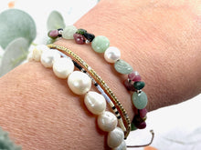 Load image into Gallery viewer, Minty Green Opal, Tourmaline, Pearl and Sterling silver Bracelet.
