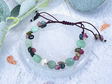 Load image into Gallery viewer, Minty Green Opal, Tourmaline, Pearl and Sterling silver Bracelet.
