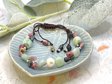 Load image into Gallery viewer, Minty Green Opal, Tourmaline, Pearl and Sterling silver Bracelet.
