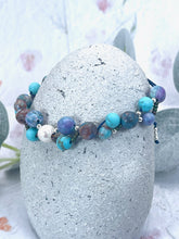 Load image into Gallery viewer, Turquoise Howlite, Sea-Foam Jasper with a Central Pearl Bracelet and Sterling Silver accents
