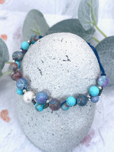 Load image into Gallery viewer, Turquoise Howlite, Sea-Foam Jasper with a Central Pearl Bracelet and Sterling Silver accents
