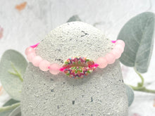 Load image into Gallery viewer, Hand painted fun, abstract, design cowrie shell with rose quartz semi precious stones
