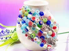 Load image into Gallery viewer, Beautiful Petite Millefiori or Murano Glass Beaded 10 Breaths Bracelet, Breathe Bracelet, Floral Beads from Italian origin, handmade jewellery
