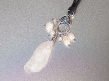 Load image into Gallery viewer, . Quartz Crystal Charm Necklace with a cluster of White Pearls birthday gift, gift for her
