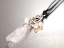 Load image into Gallery viewer, . Quartz Crystal Charm Necklace with a cluster of White Pearls birthday gift, gift for her
