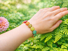 Load image into Gallery viewer, Dahlia Czech Glass Bead Bracelet 10 Breaths Mindfulness Bracelet, Handmade Nature Inspired Flower Jewellery
