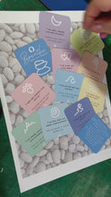 Load and play video in Gallery viewer, a short video showing how to place the 10 breathe affirmation stones on the cards before your practice and the little carry bag that comes with it.
