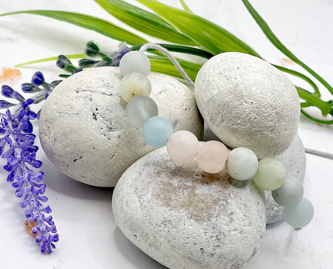 Morganite Semi Precious Stone Anxiety Calming Bracelet, Gentle, Calming, beautifull pastel colour bracelet