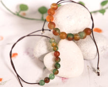 Load image into Gallery viewer, Matte Peacock Agate Stone Bracelet, Beautiful in oranges and greens, perfect meditation bracelet
