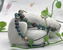 Load image into Gallery viewer, 10 Breaths Mindfulness Bracelet -  Blue Green Calsilica Anxiety Relief Bracelet Great for meditation too

