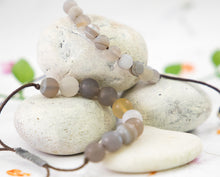 Load image into Gallery viewer, Matte Grey Banded Agate, Semi Precious Stone Bracelet, Anxiety, Calming and Stress Relieving Bracelet
