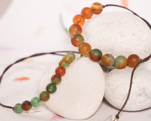 Load image into Gallery viewer, Matte Peacock Agate Stone Bracelet, Beautiful in oranges and greens, perfect meditation bracelet
