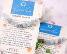 Load image into Gallery viewer, Matte Aquamarine Stone Bracelet for Calming and Anxiety, 10 Breaths Bracelet, Breathe Bracelet Gift
