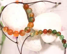 Load image into Gallery viewer, Matte Peacock Agate Stone Bracelet, Beautiful in oranges and greens, perfect meditation bracelet
