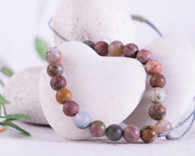 Load image into Gallery viewer, Matte Marine/Ocean Agate, Semi Precious Stone Breathe Bracelet, Gift Bracelet
