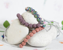 Load image into Gallery viewer, Lava Rock Diffuser Bracelets in Pink, Lilac or Rainbow Electro Plated
