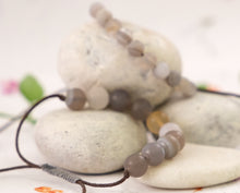 Load image into Gallery viewer, Matte Grey Banded Agate, Semi Precious Stone Bracelet, Anxiety, Calming and Stress Relieving Bracelet
