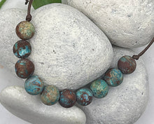 Load image into Gallery viewer, 10 Breaths Mindfulness Bracelet -  Blue Green Calsilica Anxiety Relief Bracelet Great for meditation too
