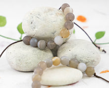 Load image into Gallery viewer, Matte Grey Banded Agate, Semi Precious Stone Bracelet, Anxiety, Calming and Stress Relieving Bracelet
