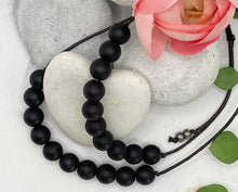 Load image into Gallery viewer, Matte Black Agate Bracelet Gift for Him or Her, 10 Breaths Bracelet, anxiety Calming Bracelet
