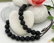 Load image into Gallery viewer, Matte Black Agate Bracelet Gift for Him or Her, 10 Breaths Bracelet, anxiety Calming Bracelet
