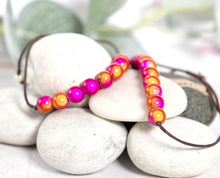 Load image into Gallery viewer, Anxiety Calming Bracelet, 10 Breaths Bracelet, Breathe Bracelet, Illusion or Magic bead bracelet in Magenta and Tangerine
