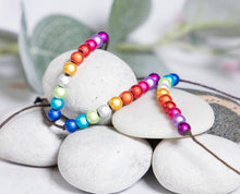Load image into Gallery viewer, Pride, 10 Breaths Bracelet, Breathe Bracelet. Rainbow Illusion Magic Bead Bracelet
