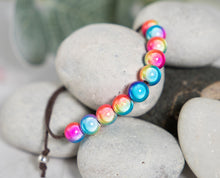 Load image into Gallery viewer, Anxiety Bracelet, 10 Breaths Bracelet, Breathe Bracelet, Illusion or Magic bead bracelet in Unicorn Pastel Rainbow
