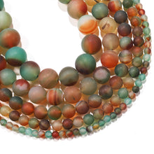 Load image into Gallery viewer, Matte Peacock Agate Stone Bracelet, Beautiful in oranges and greens, perfect meditation bracelet
