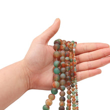 Load image into Gallery viewer, Matte Peacock Agate Stone Bracelet, Beautiful in oranges and greens, perfect meditation bracelet
