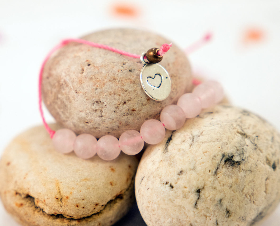 Rose Quartz Stone, Love and Calming Bracelet for stress and anxiety, 10 Breaths Bracelet, Frosted effect, matte