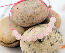 Load image into Gallery viewer, Rose Quartz Stone, Love and Calming Bracelet for stress and anxiety, 10 Breaths Bracelet, Frosted effect, matte
