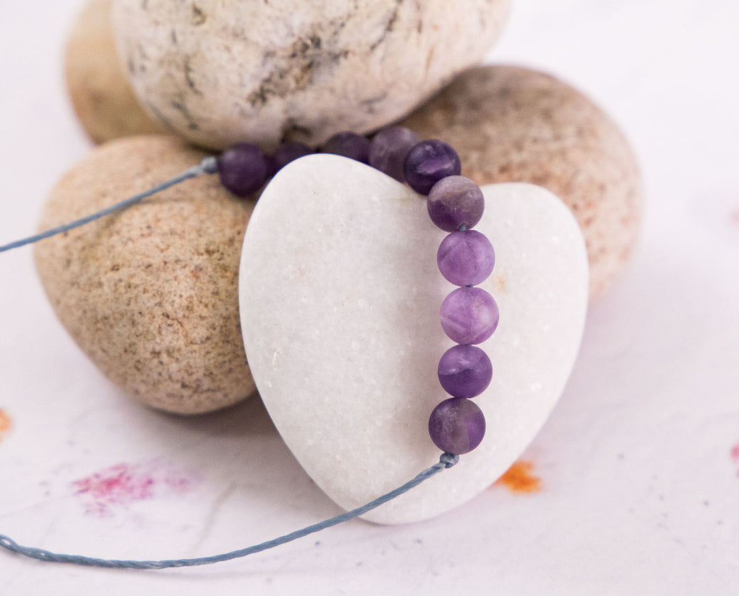 Amethyst Bracelet, One of the best semi precious stones to have, stone bracelet for counting your 10 breaths, for meditation and calm
