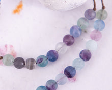 Load image into Gallery viewer, Breathe Bracelet – 10 Matte Fluorite Beads for Calming, Healing &amp; Balance, Rainblow fluorite Blue Breathe Bracelet
