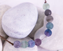 Load image into Gallery viewer, Breathe Bracelet – 10 Matte Fluorite Beads for Calming, Healing &amp; Balance, Rainblow fluorite Blue Breathe Bracelet
